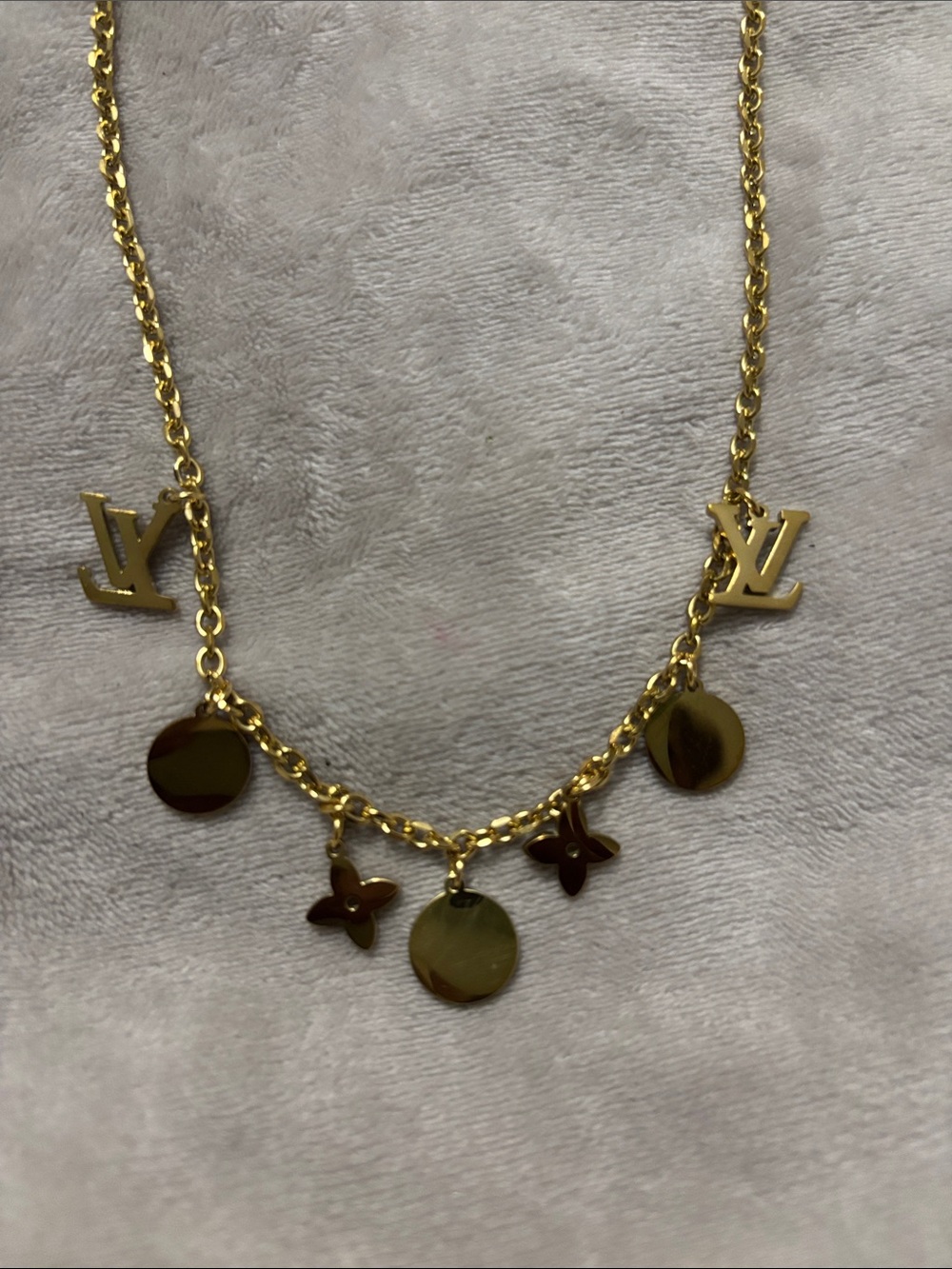 Gold-Tone LV Charm Necklace - Picture 4 of 4